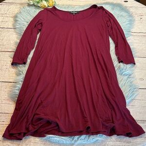 Lulus 3/4 Sleeve Swing Stretch Mini Dress Maroon Sz S